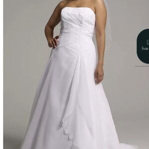 Chiffon White A-line Plus Gown with Draped Bodice
